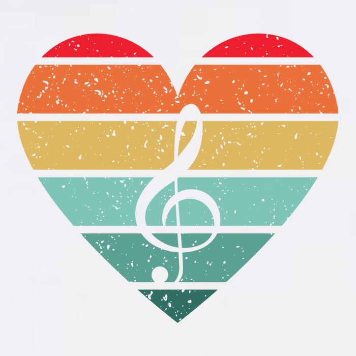 Retro Heart Sunset Note Music School Sustainable Bucket Hat