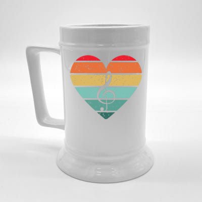 Retro Heart Sunset Note Music School Beer Stein