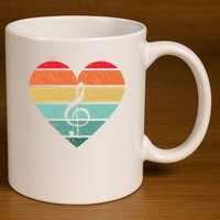 Retro Heart Sunset Note Music School 11oz C Handle Ceramic Mug