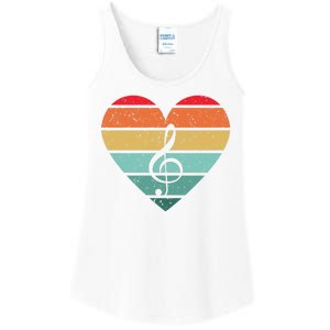 Retro Heart Sunset Note Music School Ladies Essential Tank