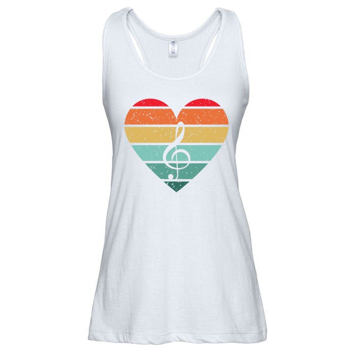 Retro Heart Sunset Note Music School Ladies Essential Flowy Tank