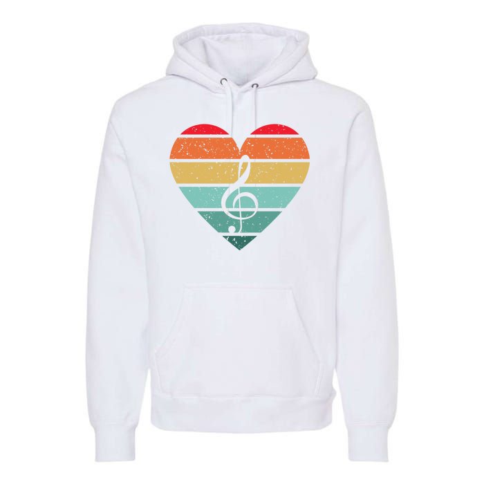 Retro Heart Sunset Note Music School Premium Hoodie