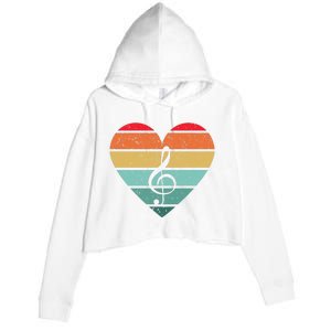 Retro Heart Sunset Note Music School Crop Fleece Hoodie