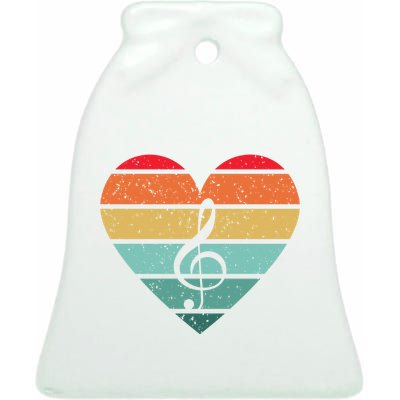 Retro Heart Sunset Note Music School Ceramic Bell Ornament