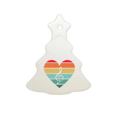 Retro Heart Sunset Note Music School Ceramic Tree Ornament