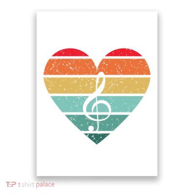 Retro Heart Sunset Note Music School Poster