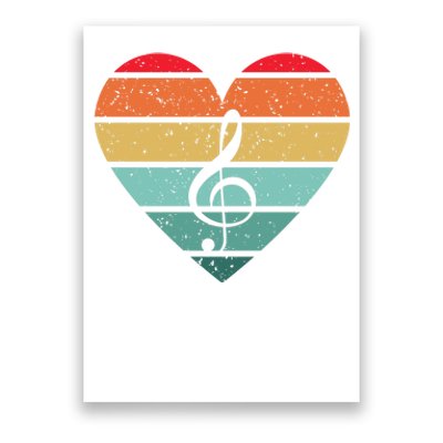 Retro Heart Sunset Note Music School Poster