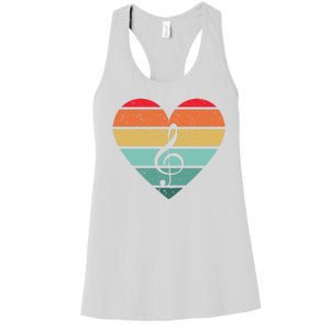 Retro Heart Sunset Note Music School Women's Racerback Tank