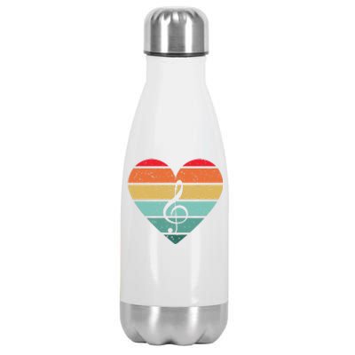 Retro Heart Sunset Note Music School Stainless Steel Insulated Water Bottle