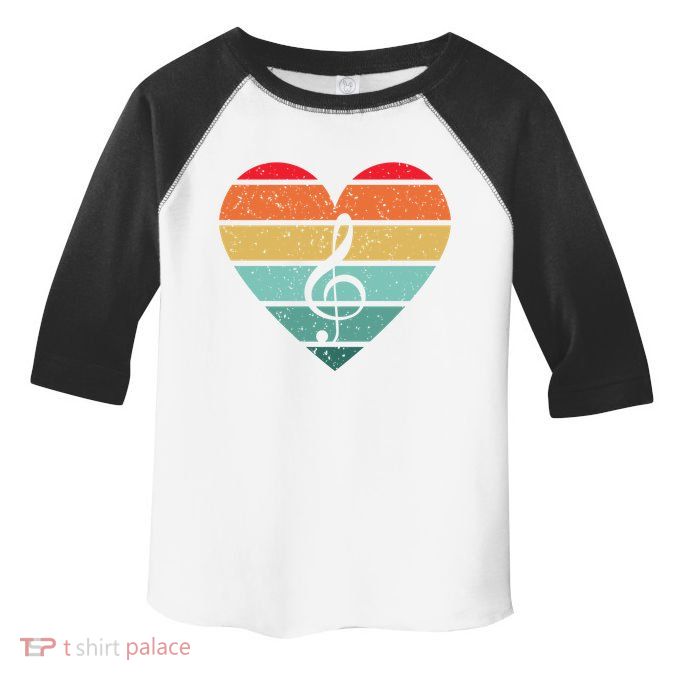Retro Heart Sunset Note Music School Toddler Fine Jersey T-Shirt