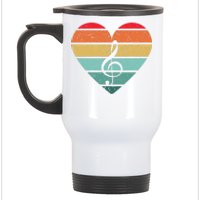 Retro Heart Sunset Note Music School Stainless Steel Travel Mug