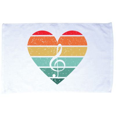 Retro Heart Sunset Note Music School Microfiber Hand Towel