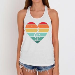 Retro Heart Sunset Note Music School Women's Knotted Racerback Tank