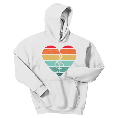 Retro Heart Sunset Note Music School Kids Hoodie