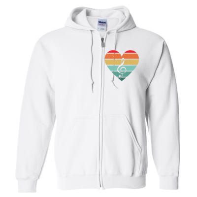 Retro Heart Sunset Note Music School Full Zip Hoodie