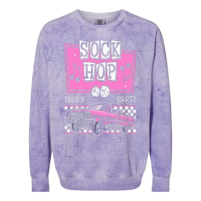 Retro Hop Sock 50s Rock Roll Party Pink Classic Theme Colorblast Crewneck Sweatshirt