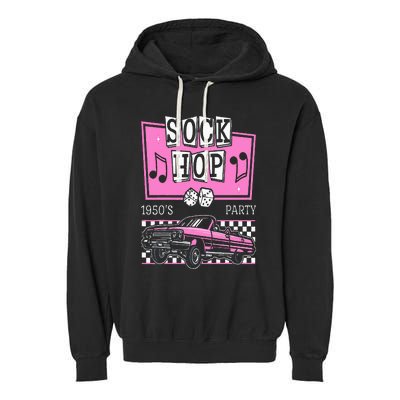 Retro Hop Sock 50s Rock Roll Party Pink Classic Theme Garment-Dyed Fleece Hoodie