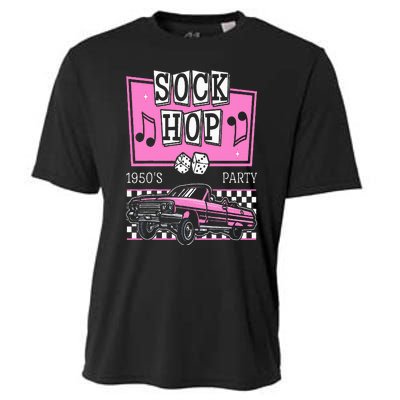 Retro Hop Sock 50s Rock Roll Party Pink Classic Theme Cooling Performance Crew T-Shirt