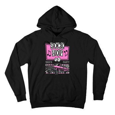 Retro Hop Sock 50s Rock Roll Party Pink Classic Theme Hoodie