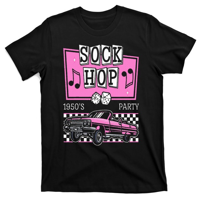 Retro Hop Sock 50s Rock Roll Party Pink Classic Theme T-Shirt