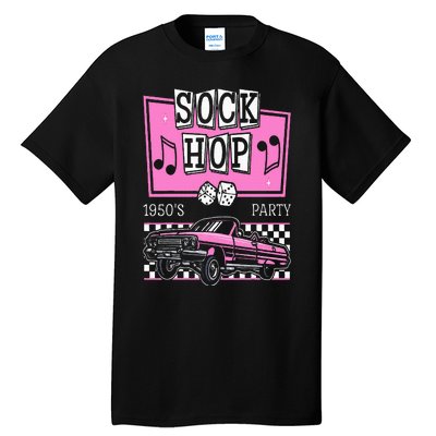 Retro Hop Sock 50s Rock Roll Party Pink Classic Theme Tall T-Shirt