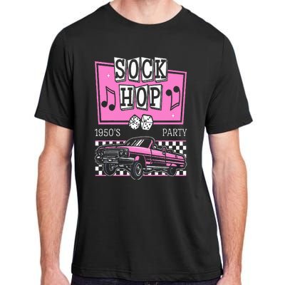 Retro Hop Sock 50s Rock Roll Party Pink Classic Theme Adult ChromaSoft Performance T-Shirt