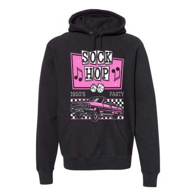 Retro Hop Sock 50s Rock Roll Party Pink Classic Theme Premium Hoodie