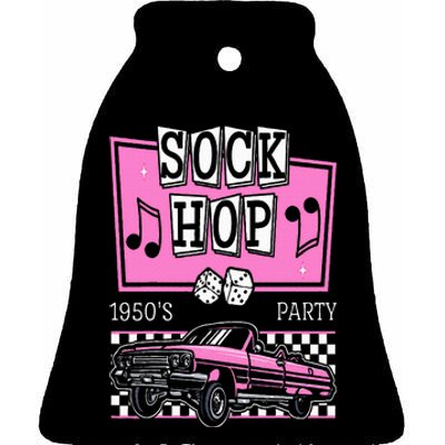 Retro Hop Sock 50s Rock Roll Party Pink Classic Theme Ceramic Bell Ornament