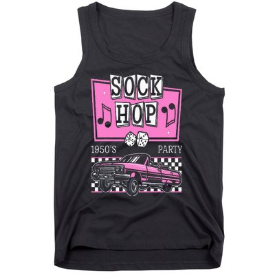 Retro Hop Sock 50s Rock Roll Party Pink Classic Theme Tank Top