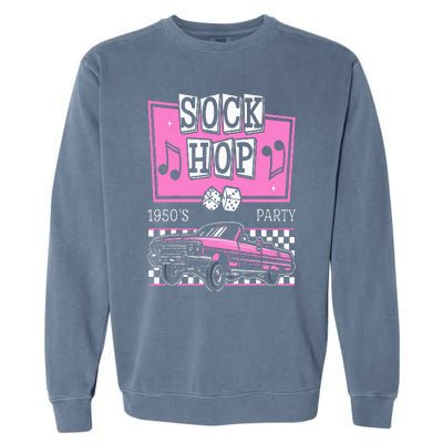 Retro Hop Sock 50s Rock Roll Party Pink Classic Theme Garment-Dyed Sweatshirt