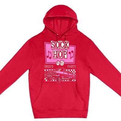 Retro Hop Sock 50s Rock Roll Party Pink Classic Theme Premium Pullover Hoodie