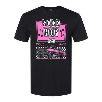 Retro Hop Sock 50s Rock Roll Party Pink Classic Theme Softstyle CVC T-Shirt