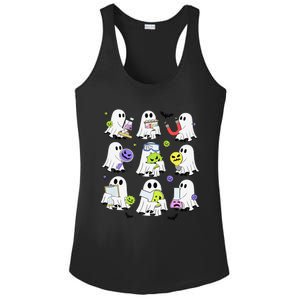 Retro Halloween Science Teacher Ghost Laboratory Teacher Ladies PosiCharge Competitor Racerback Tank