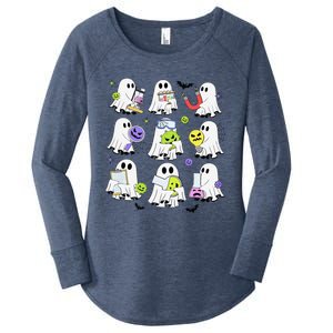 Retro Halloween Science Teacher Ghost Laboratory Teacher Women's Perfect Tri Tunic Long Sleeve Shirt