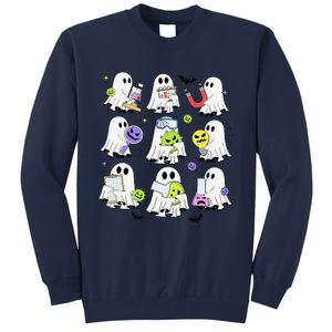 Retro Halloween Science Teacher Ghost Laboratory Teacher Tall Sweatshirt