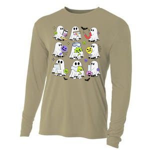 Retro Halloween Science Teacher Ghost Laboratory Teacher Cooling Performance Long Sleeve Crew