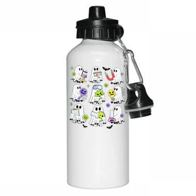 Retro Halloween Science Teacher Ghost Laboratory Teacher Aluminum Water Bottle 