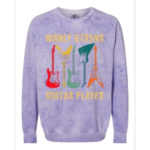 Retro Highly Strung Funny Lead Bass Guitarist Humor Colorblast Crewneck Sweatshirt