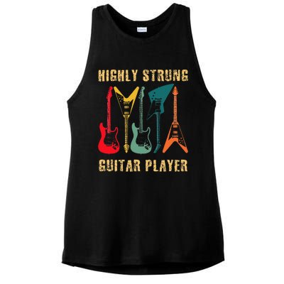 Retro Highly Strung Funny Lead Bass Guitarist Humor Ladies PosiCharge Tri-Blend Wicking Tank