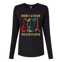 Retro Highly Strung Funny Lead Bass Guitarist Humor Womens Cotton Relaxed Long Sleeve T-Shirt