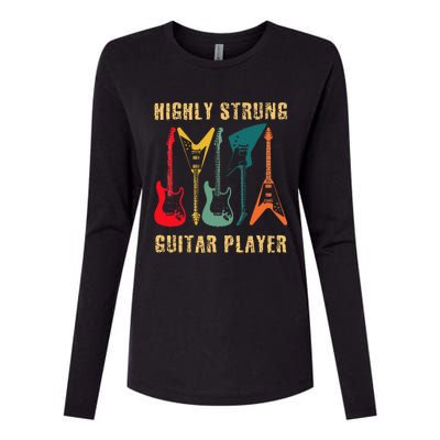 Retro Highly Strung Funny Lead Bass Guitarist Humor Womens Cotton Relaxed Long Sleeve T-Shirt