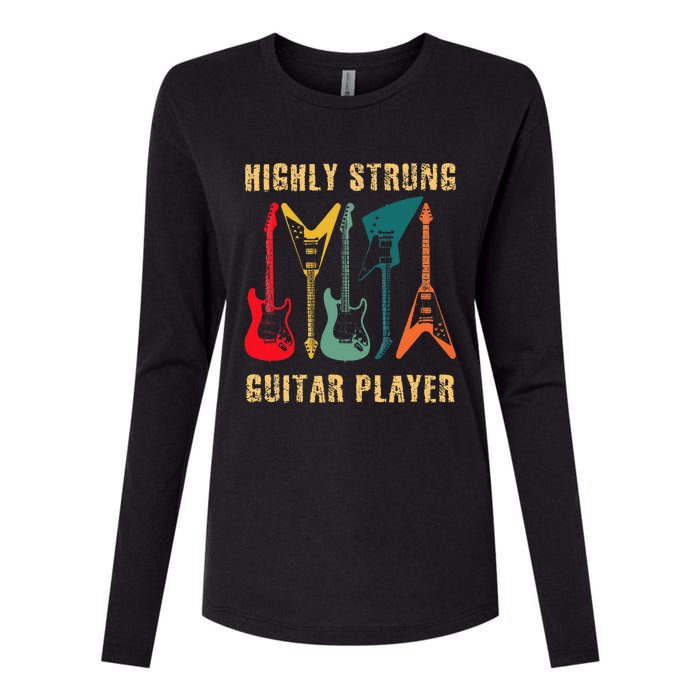 Retro Highly Strung Funny Lead Bass Guitarist Humor Womens Cotton Relaxed Long Sleeve T-Shirt