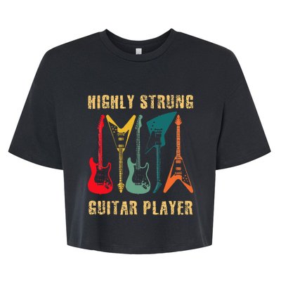 Retro Highly Strung Funny Lead Bass Guitarist Humor Bella+Canvas Jersey Crop Tee