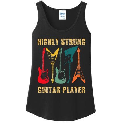 Retro Highly Strung Funny Lead Bass Guitarist Humor Ladies Essential Tank