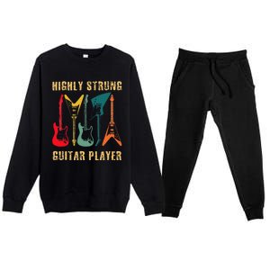 Retro Highly Strung Funny Lead Bass Guitarist Humor Premium Crewneck Sweatsuit Set