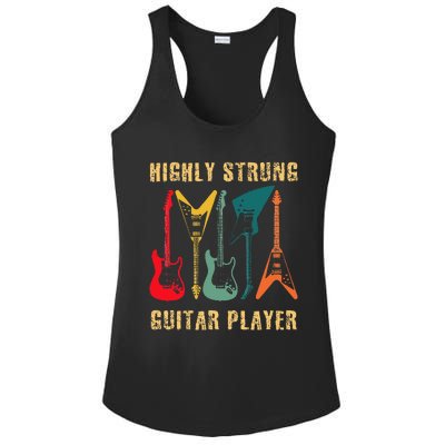 Retro Highly Strung Funny Lead Bass Guitarist Humor Ladies PosiCharge Competitor Racerback Tank