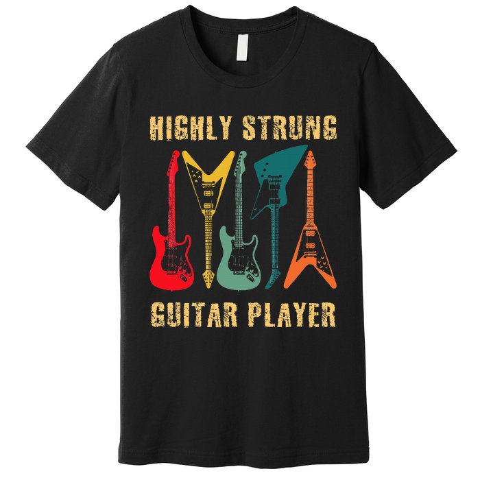 Retro Highly Strung Funny Lead Bass Guitarist Humor Premium T-Shirt