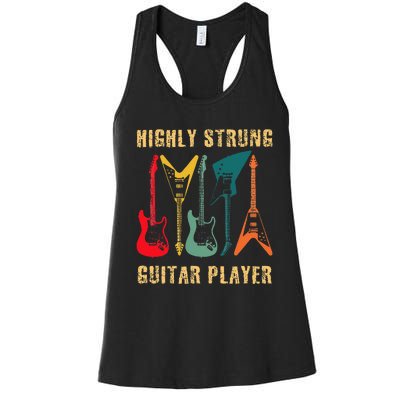 Retro Highly Strung Funny Lead Bass Guitarist Humor Women's Racerback Tank