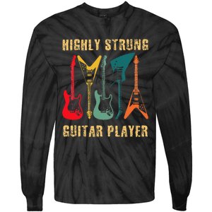 Retro Highly Strung Funny Lead Bass Guitarist Humor Tie-Dye Long Sleeve Shirt