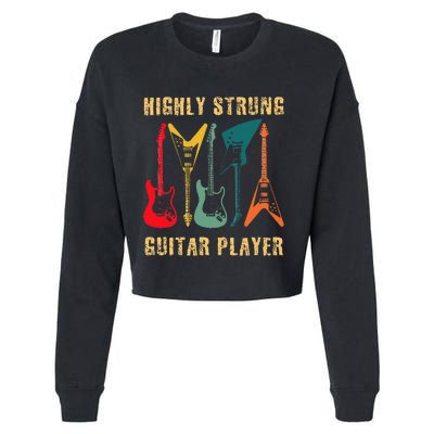 Retro Highly Strung Funny Lead Bass Guitarist Humor Cropped Pullover Crew